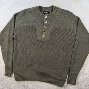 Vintage Redhead Sweater Mens Small Olive Green Henley Cotton Knit Pullover